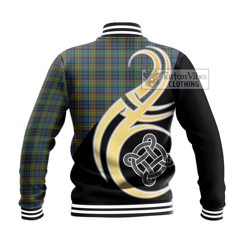 MacLellan Ancient Tartan Baseball Jacket with Family Crest and Celtic Symbol Style - Tartan Vibes Clothing