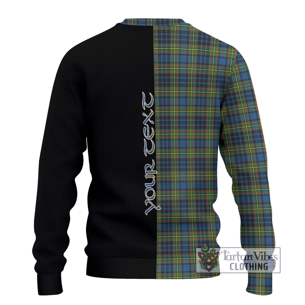 MacLellan Ancient Tartan Knitted Sweater with Family Crest and Half Of Me Style - Tartanvibesclothing Shop