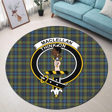 MacLellan Ancient Tartan Round Rug with Family Crest