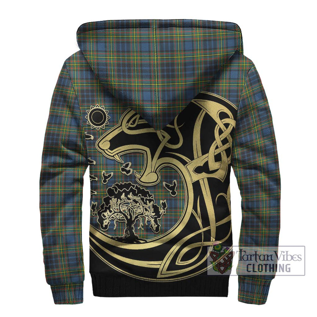 MacLellan Ancient Tartan Sherpa Hoodie with Family Crest Celtic Wolf Style - Tartan Vibes Clothing