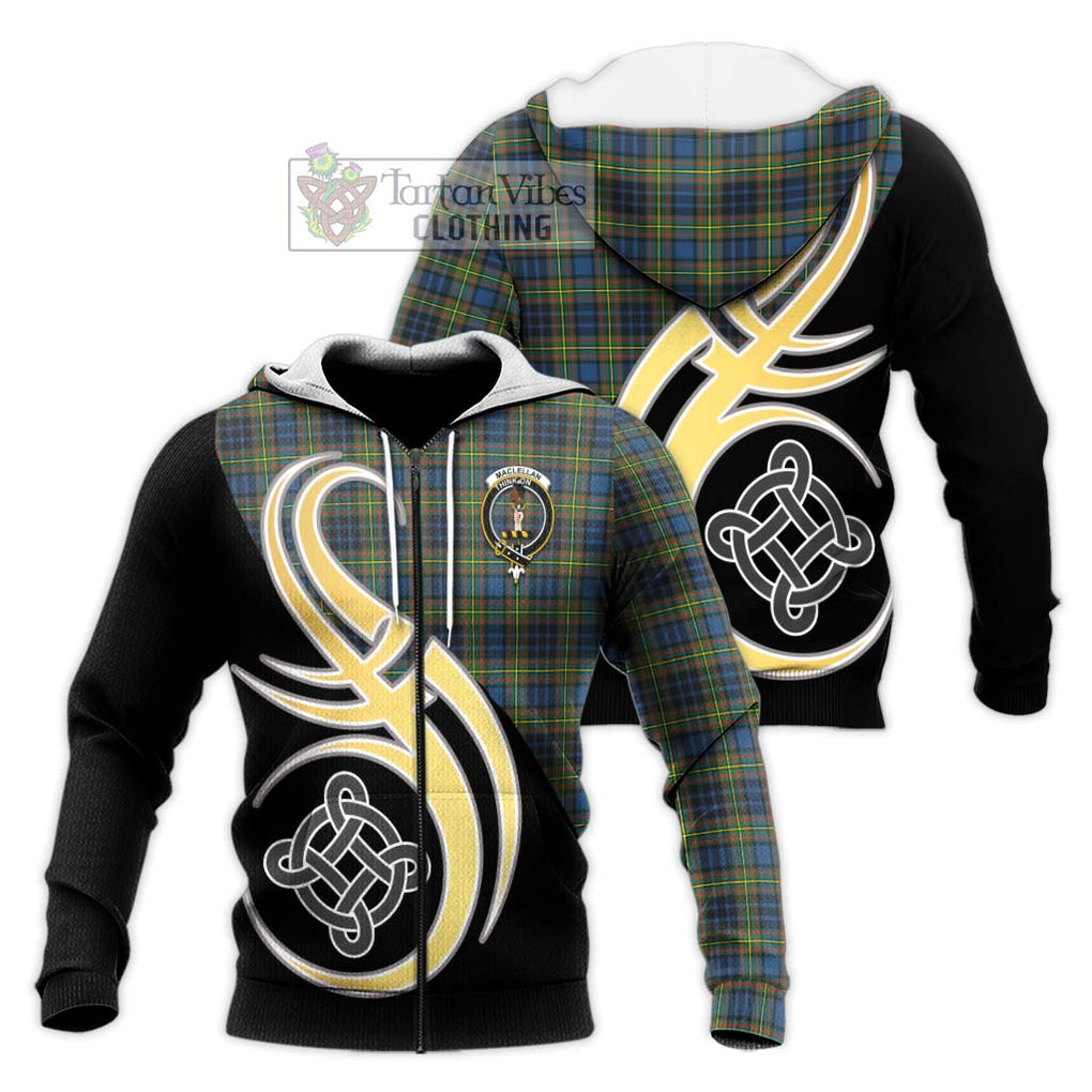 MacLellan Ancient Tartan Knitted Hoodie with Family Crest and Celtic Symbol Style Unisex Knitted Zip Hoodie - Tartan Vibes Clothing