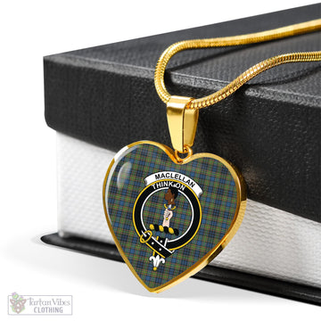 MacLellan Ancient Tartan Heart Necklace with Family Crest