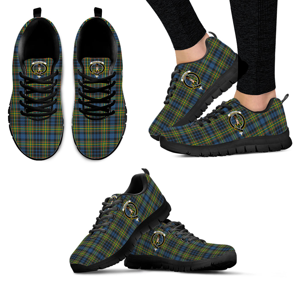 MacLellan Ancient Tartan Sneakers with Family Crest - Tartan Vibes Clothing