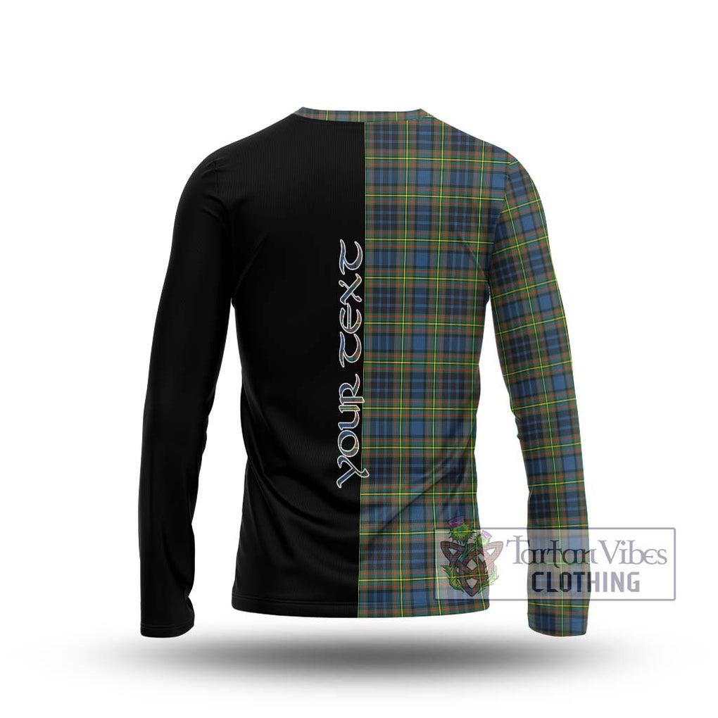 MacLellan Ancient Tartan Long Sleeve T-Shirt with Family Crest and Half Of Me Style - Tartanvibesclothing Shop