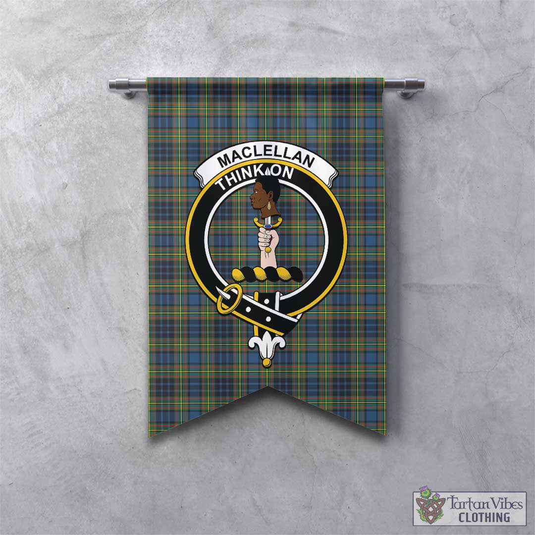 Tartan Vibes Clothing MacLellan Ancient Tartan Gonfalon, Tartan Banner with Family Crest