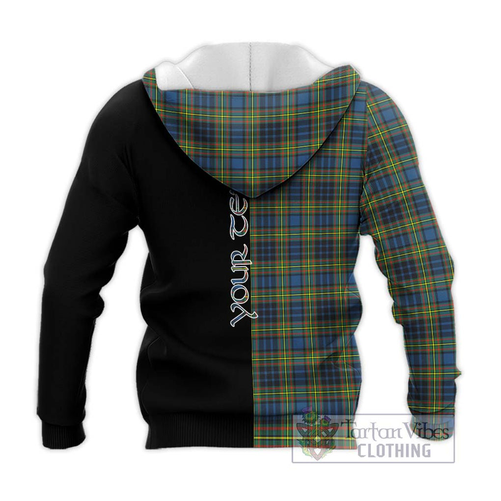 MacLellan Ancient Tartan Knitted Hoodie with Family Crest and Half Of Me Style - Tartanvibesclothing Shop