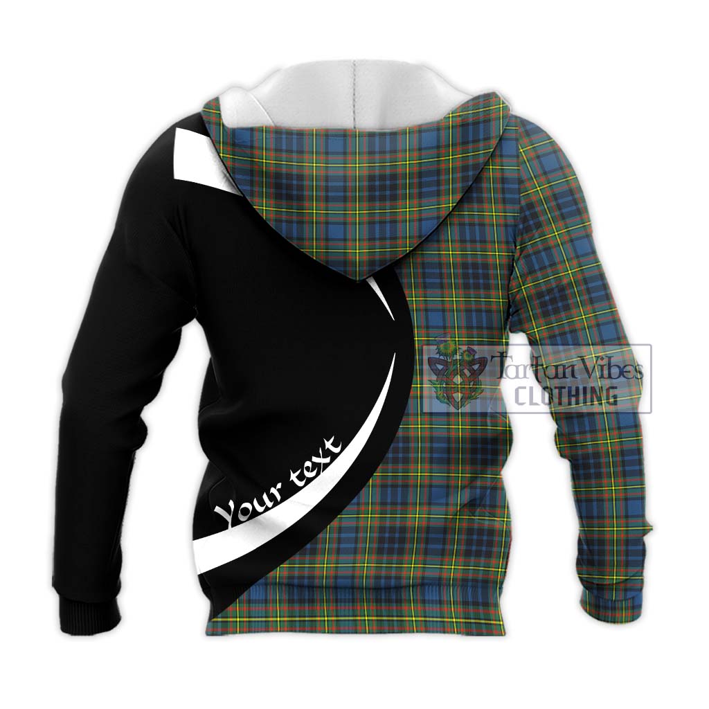 MacLellan Ancient Tartan Knitted Hoodie with Family Crest Circle Style - Tartan Vibes Clothing