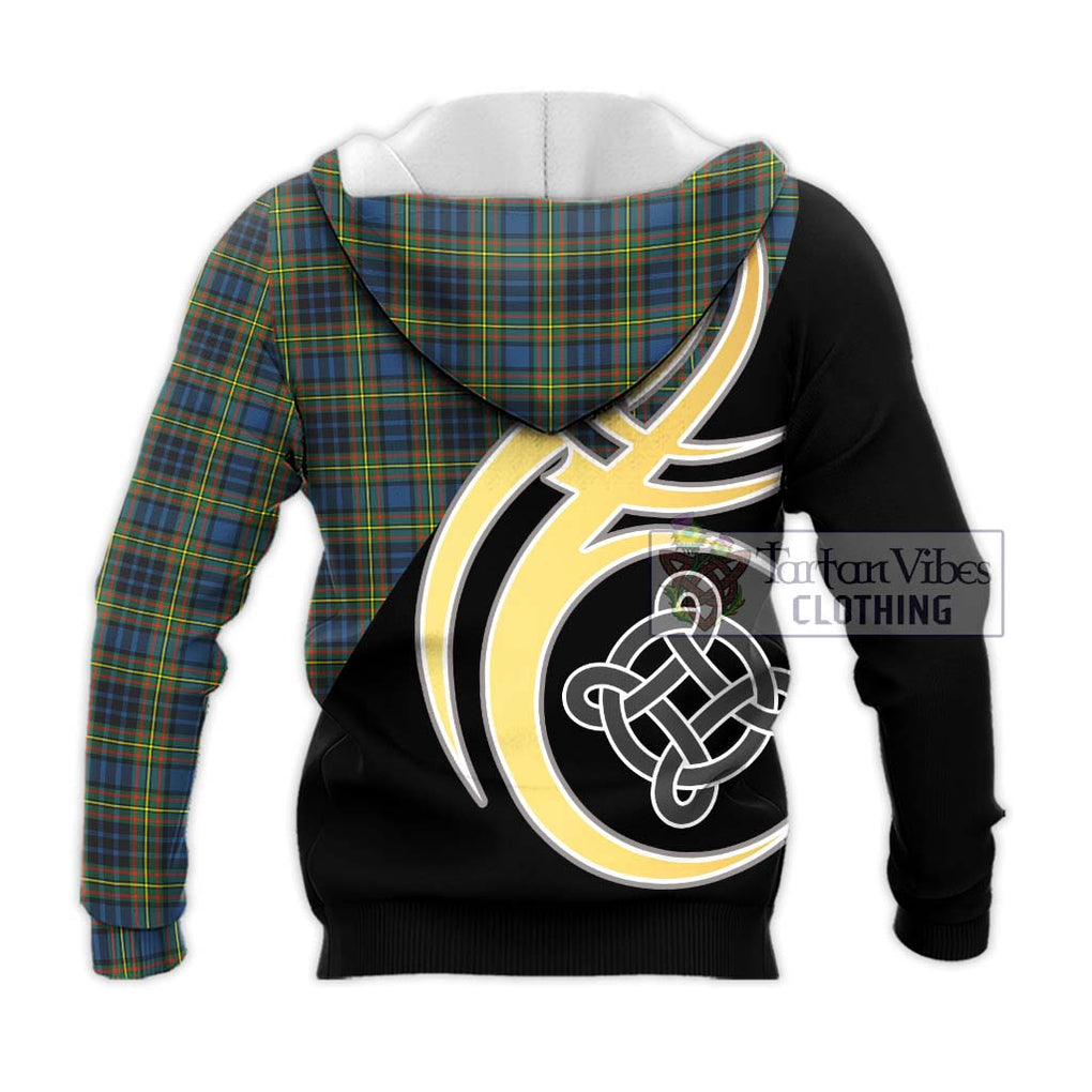 MacLellan Ancient Tartan Knitted Hoodie with Family Crest and Celtic Symbol Style - Tartan Vibes Clothing