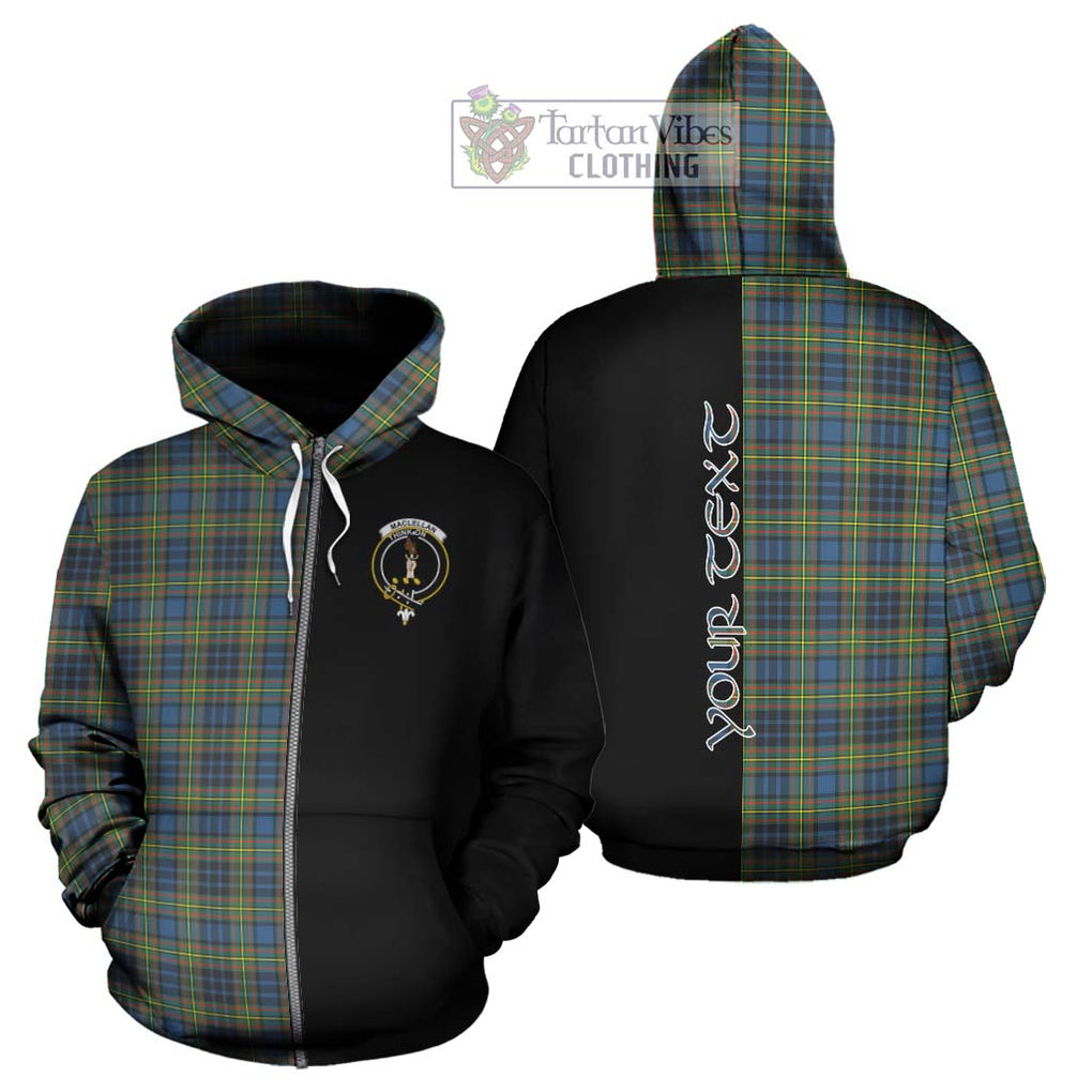 MacLellan Ancient Tartan Hoodie with Family Crest and Half Of Me Style - Tartanvibesclothing Shop