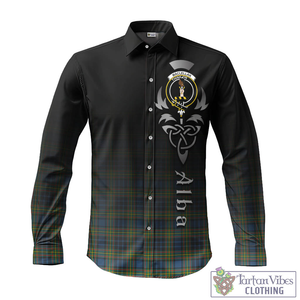 Tartan Vibes Clothing MacLellan Ancient Tartan Long Sleeve Button Up Featuring Alba Gu Brath Family Crest Celtic Inspired