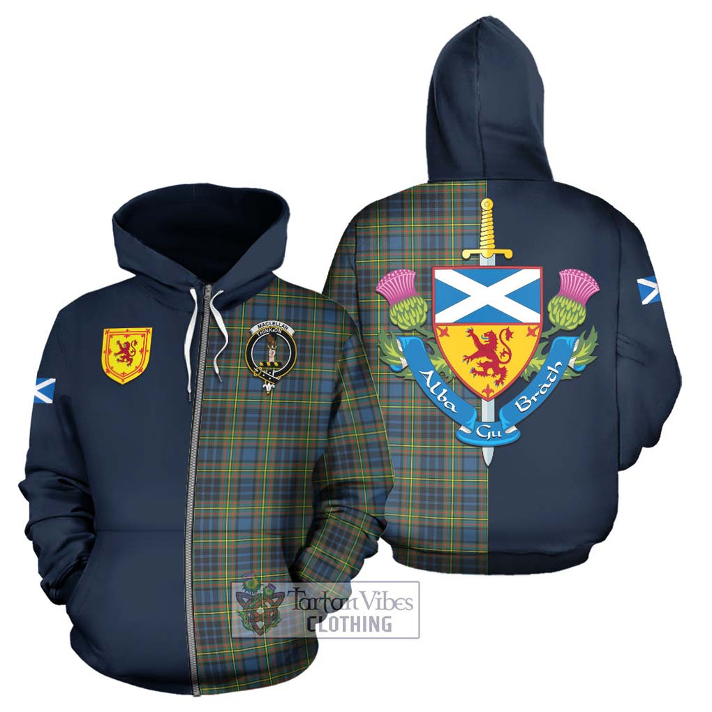 Tartan Vibes Clothing MacLellan Ancient Tartan Hoodie with Scottish Lion Royal Arm Half Style