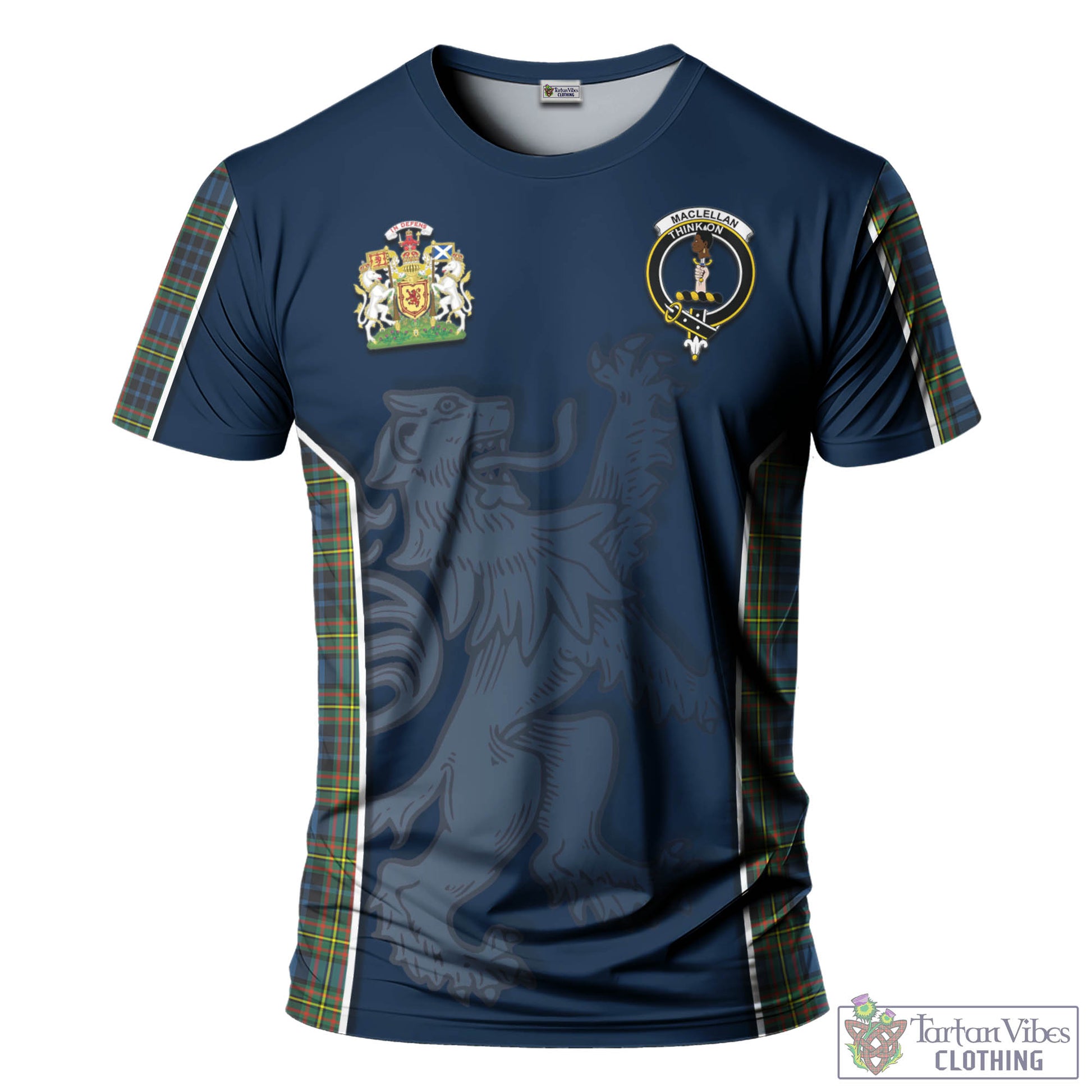 Tartan Vibes Clothing MacLellan Ancient Tartan T-Shirt with Family Crest and Lion Rampant Vibes Sport Style