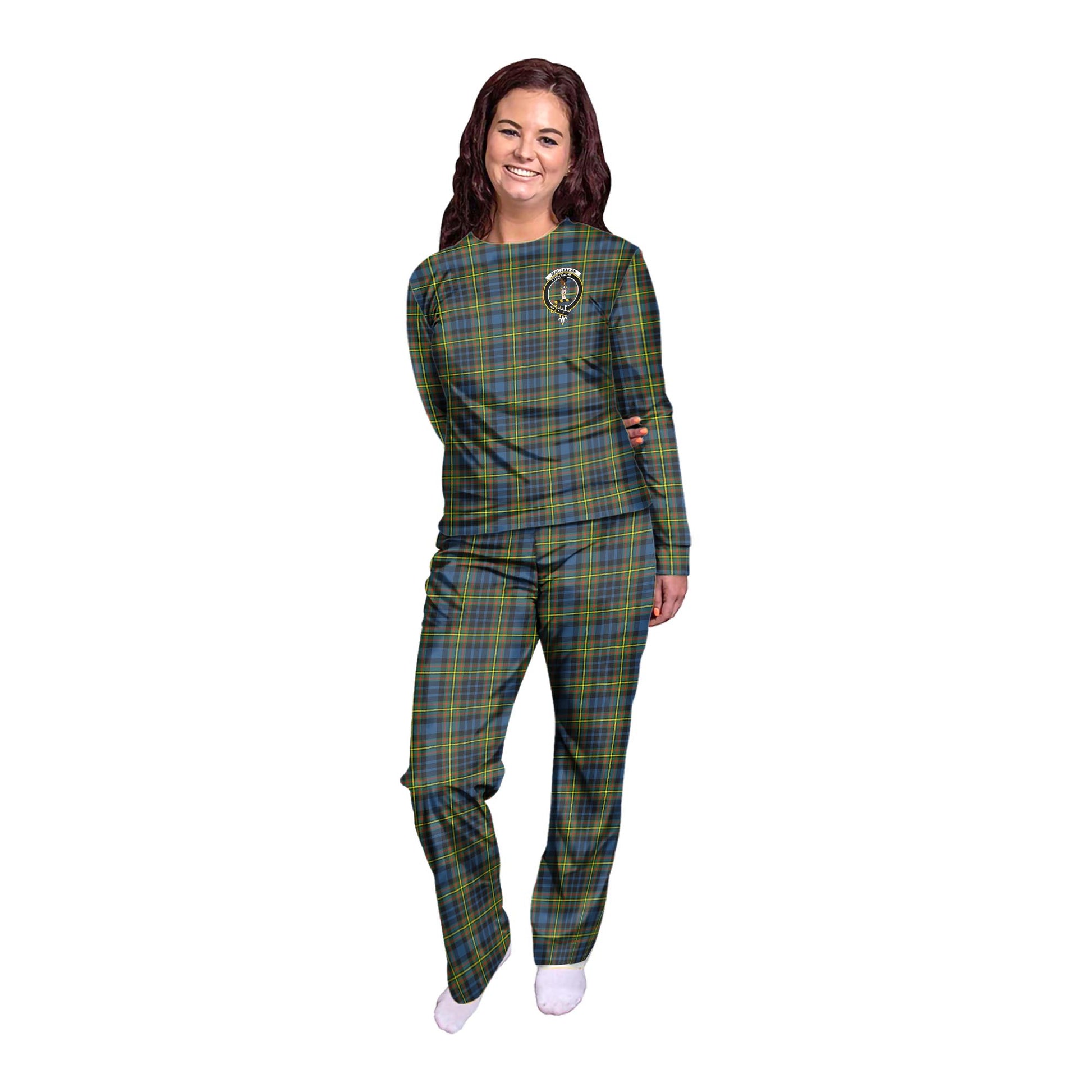 MacLellan Ancient Tartan Pajamas Family Set with Family Crest - Tartanvibesclothing