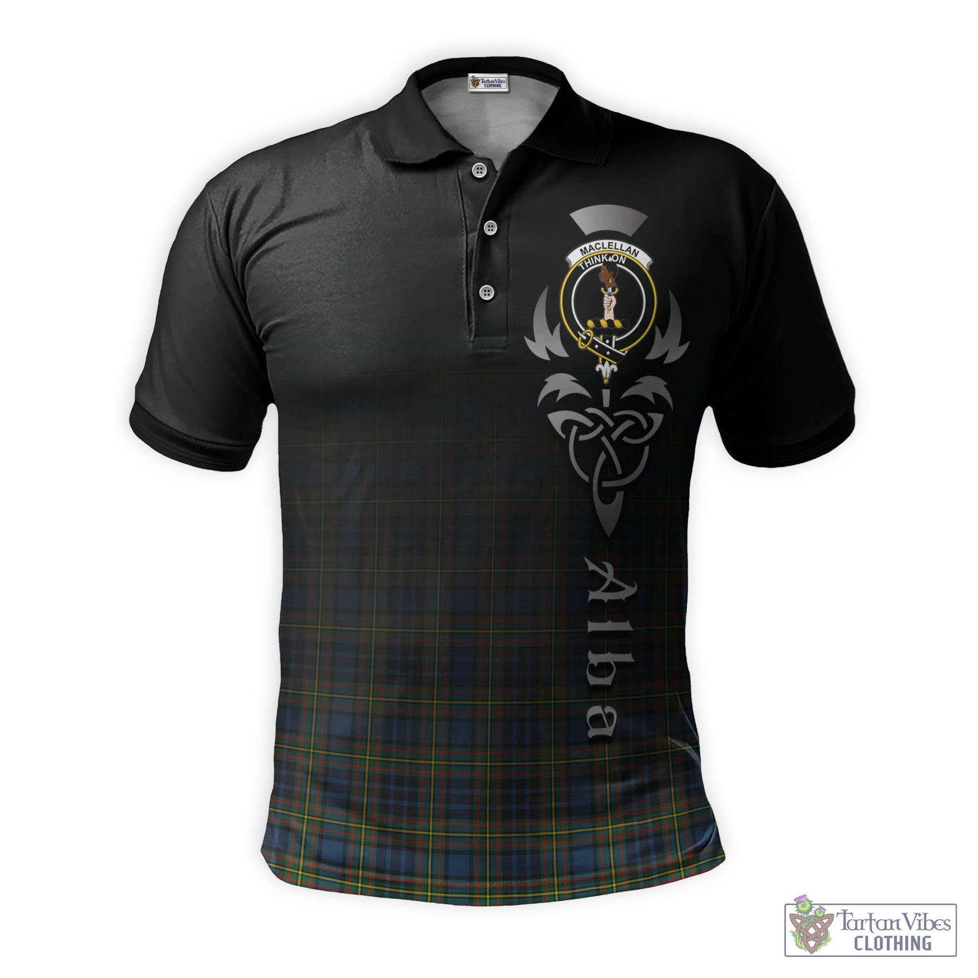 Tartan Vibes Clothing MacLellan Ancient Tartan Polo Shirt Featuring Alba Gu Brath Family Crest Celtic Inspired