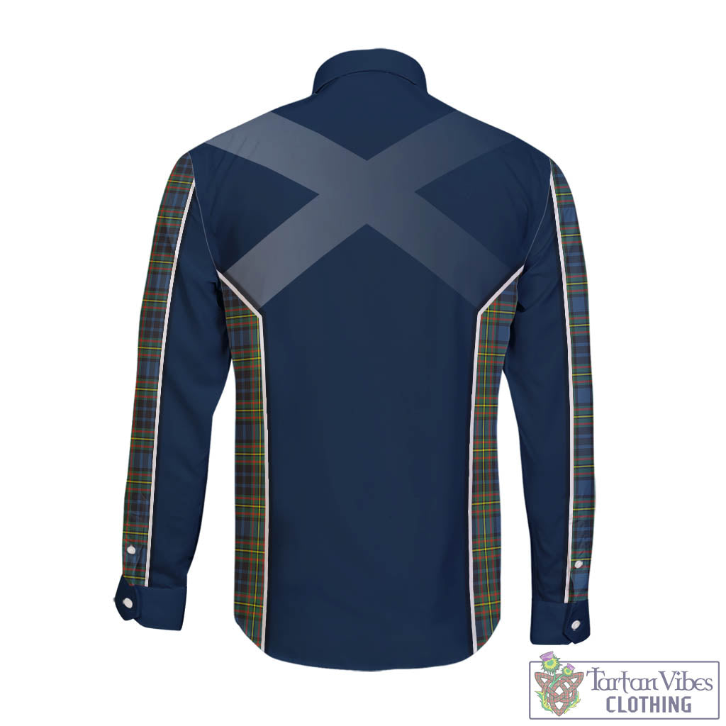 Tartan Vibes Clothing MacLellan Ancient Tartan Long Sleeve Button Up Shirt with Family Crest and Scottish Thistle Vibes Sport Style