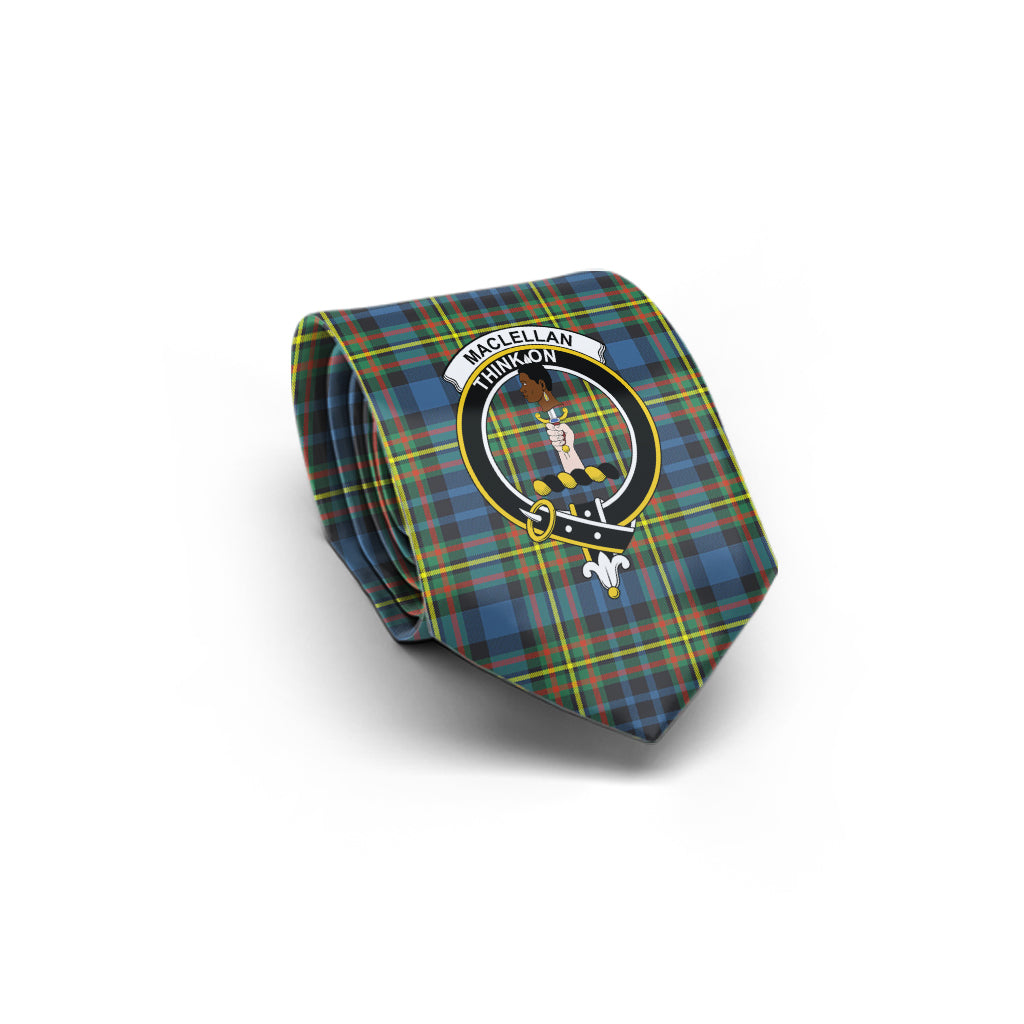 MacLellan Ancient Tartan Classic Necktie with Family Crest - Tartan Vibes Clothing