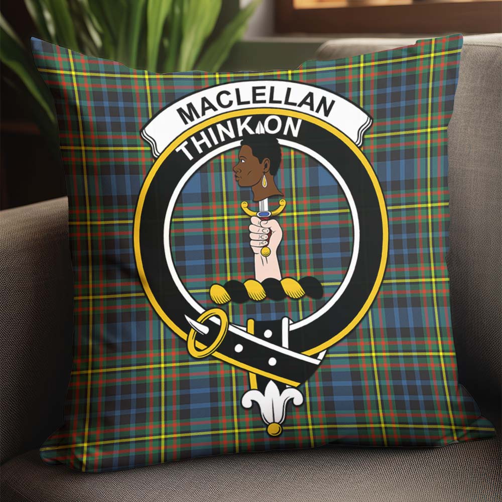 MacLellan Ancient Tartan Pillow Cover with Family Crest - Tartanvibesclothing