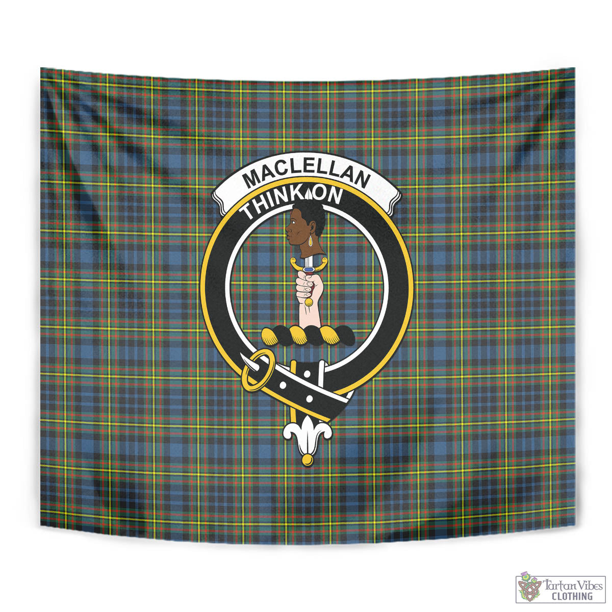 Tartan Vibes Clothing MacLellan Ancient Tartan Tapestry Wall Hanging and Home Decor for Room with Family Crest