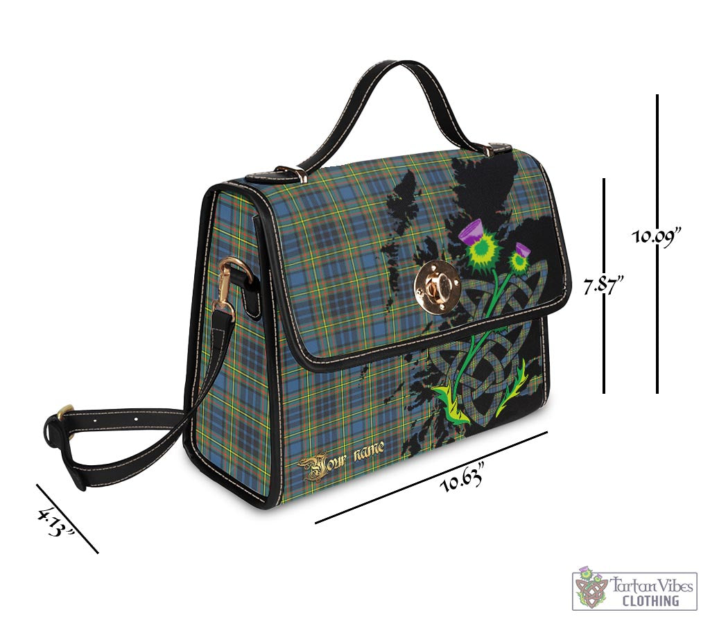 Tartan Vibes Clothing MacLellan Ancient Tartan Waterproof Canvas Bag with Scotland Map and Thistle Celtic Accents