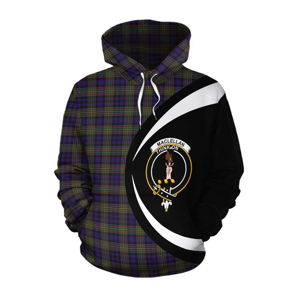 Tartan Vibes Clothing MacLellan (McLellan) Tartan Cotton Hoodie with Family Crest Circle Style