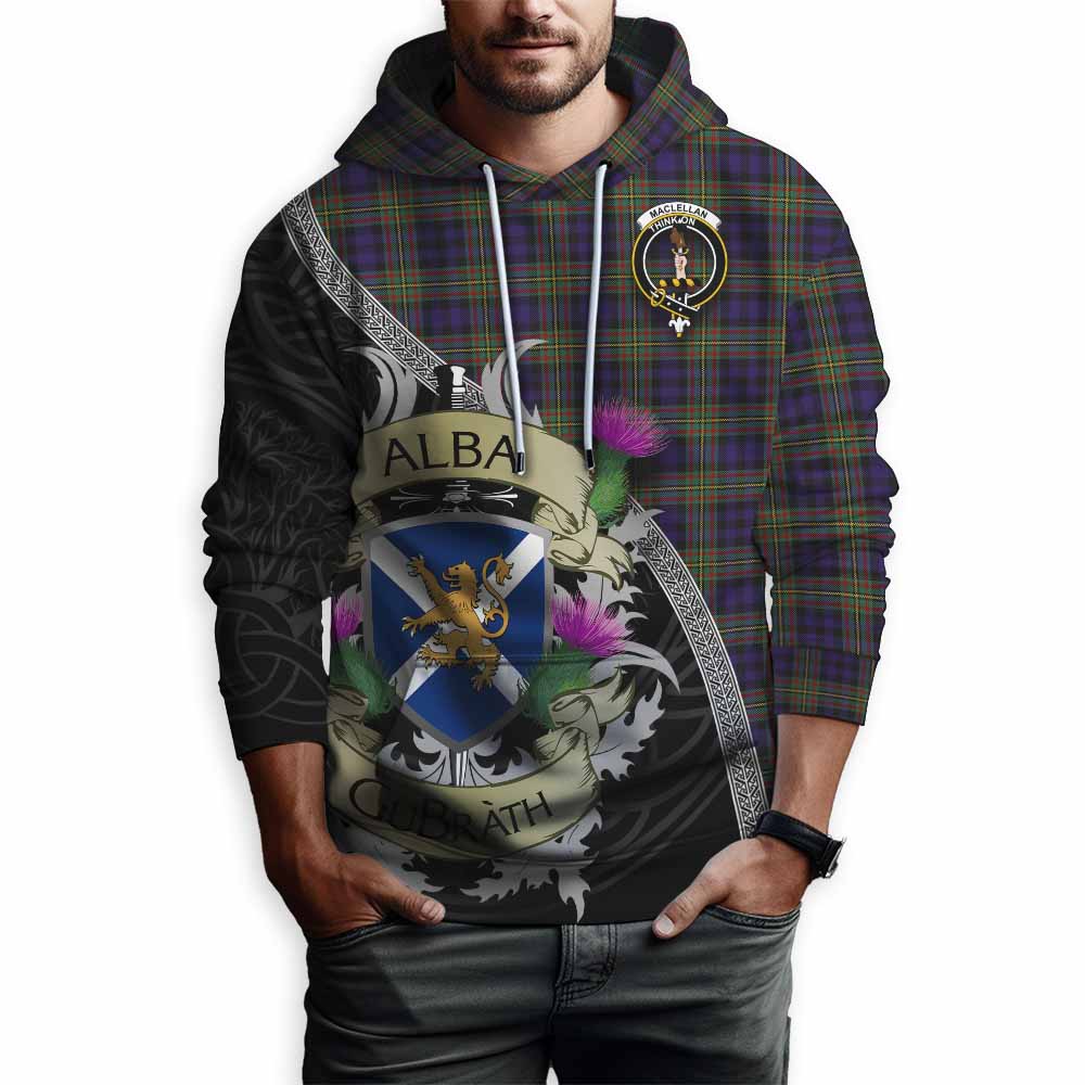 MacLellan (McLellan) Tartan Family Crest Hoodie Lion Rampant Royal Thistle Shield Celtic Inspired Pullover Hoodie - Tartan Vibes Clothing