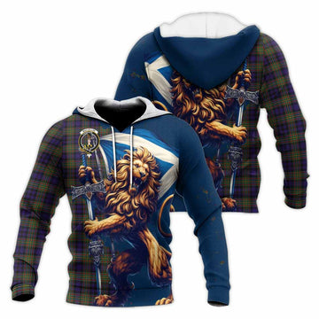 MacLellan (McLellan) Tartan Family Crest Knitted Hoodie with Scottish Majestic Lion