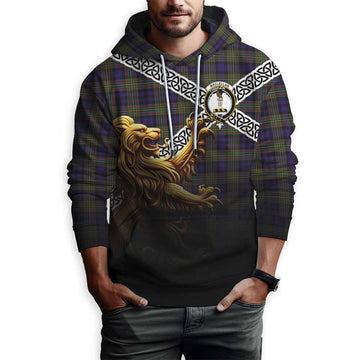 MacLellan (McLellan) Crest Tartan Hoodie with Golden Lion Emblem Celtic Style Pullover Hoodie - Tartan Vibes Clothing