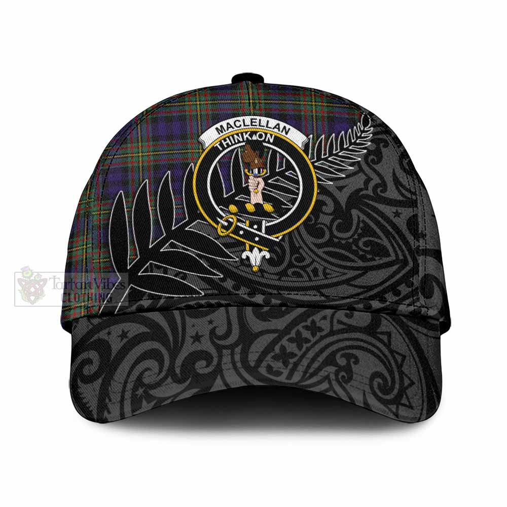 Tartan Vibes Clothing MacLellan (McLellan) Tartan Classic Cap with New Zealand Silver Fern Half Style