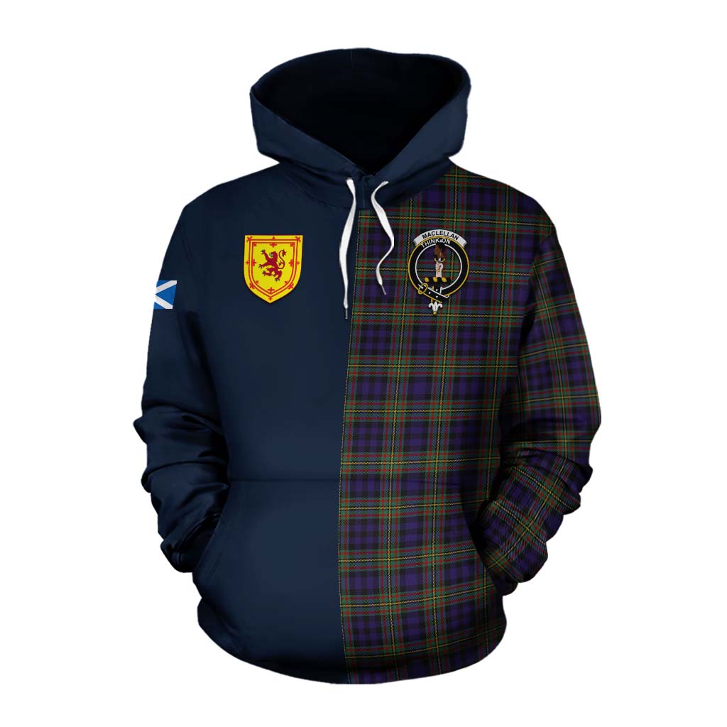 Tartan Vibes Clothing MacLellan (McLellan) Tartan Cotton Hoodie Alba with Scottish Lion Royal Arm Half Style