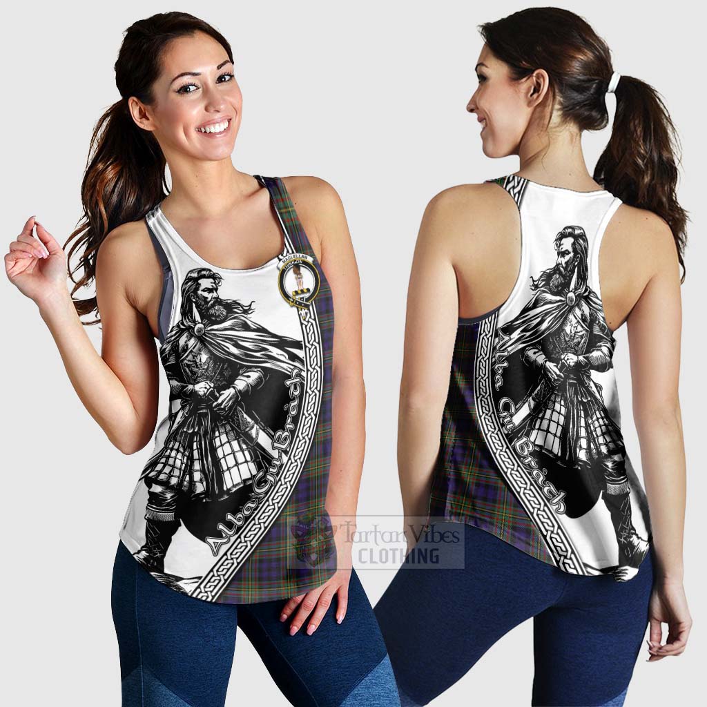 Tartan Vibes Clothing MacLellan (McLellan) Tartan Clan Crest Women's Racerback Tanks with Highlander Warrior Celtic Style