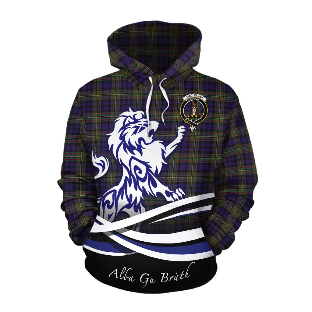 Tartan Vibes Clothing MacLellan (McLellan) Tartan Cotton Hoodie with Alba Gu Brath Regal Lion Emblem