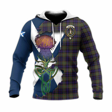 MacLellan (McLellan) Tartan Family Crest Knitted Hoodie Scottish Thistle Celtic Inspired Unisex Knitted Pullover Hoodie - Tartan Vibes Clothing
