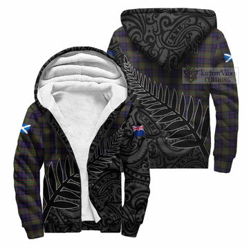 MacLellan (McLellan) Crest Tartan Sherpa Hoodie with New Zealand Silver Fern Half Style