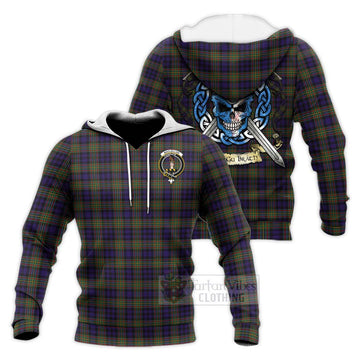 MacLellan (McLellan) Tartan Knitted Hoodie with Family Crest Celtic Skull Style