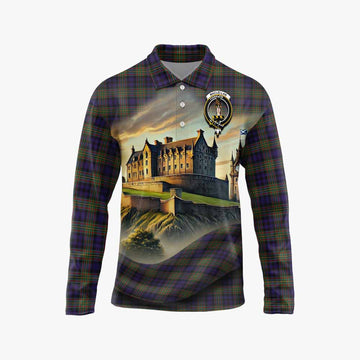MacLellan (McLellan) Tartan Family Crest Long Sleeve Polo Shirt with Scottish Ancient Castle Style Unisex - Tartan Vibes Clothing