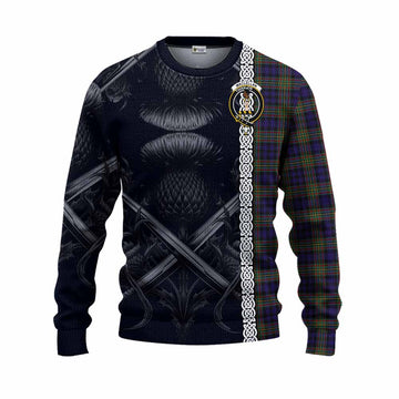 MacLellan (McLellan) Tartan Knitted Sweater with Family Crest Cross Sword Thistle Celtic Vibes