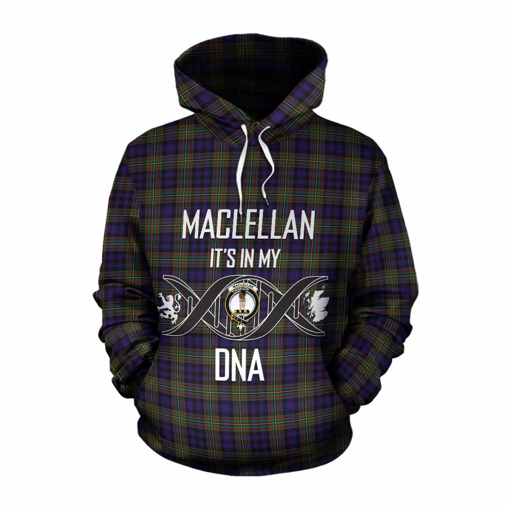 Tartan Vibes Clothing MacLellan (McLellan) Tartan Cotton Hoodie with Family Crest DNA In Me Style