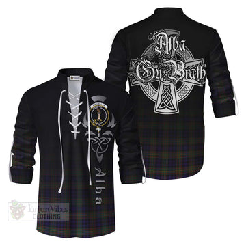 MacLellan (McLellan) Tartan Ghillie Kilt Shirt Featuring Alba Gu Brath Family Crest Celtic Inspired