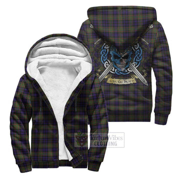 MacLellan (McLellan) Tartan Sherpa Hoodie with Family Crest Celtic Skull Style