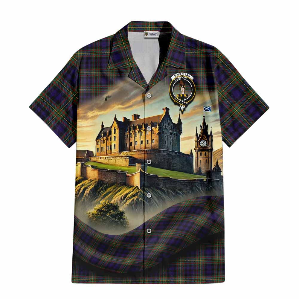 MacLellan (McLellan) Tartan Family Crest Hawaiian Shirt with Scottish Ancient Castle Style Kid - Tartan Vibes Clothing