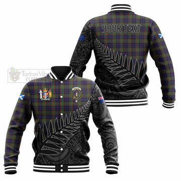 MacLellan (McLellan) Crest Tartan Baseball Jacket with New Zealand Silver Fern Half Style