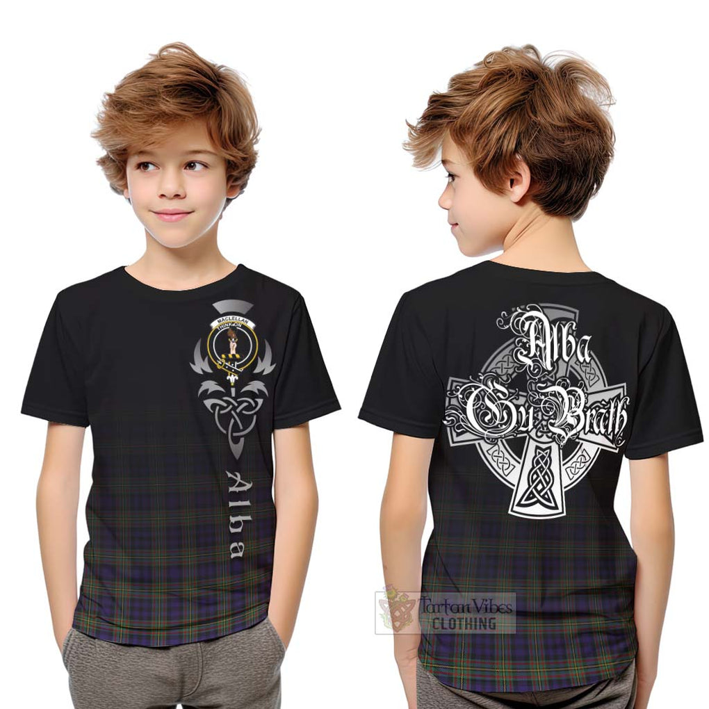 Tartan Vibes Clothing MacLellan (McLellan) Tartan Kid T-Shirt Featuring Alba Gu Brath Family Crest Celtic Inspired