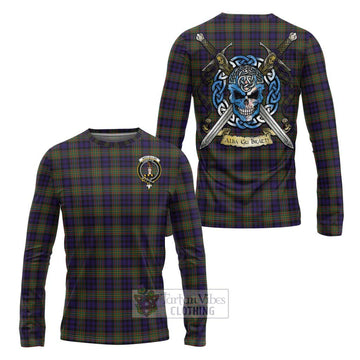 MacLellan (McLellan) Tartan Long Sleeve T-Shirt with Family Crest Celtic Skull Style