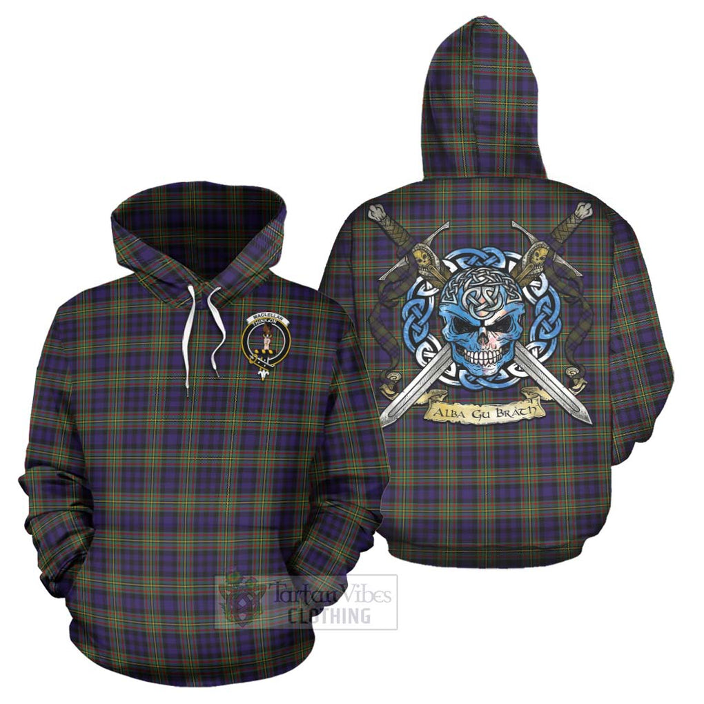 Tartan Vibes Clothing MacLellan (McLellan) Tartan Hoodie with Family Crest Celtic Skull Style