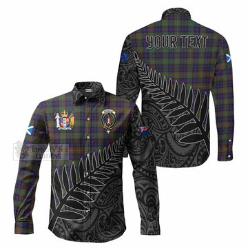 MacLellan (McLellan) Crest Tartan Long Sleeve Button Shirt with New Zealand Silver Fern Half Style