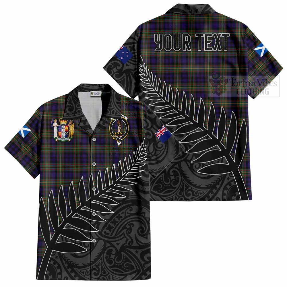 Tartan Vibes Clothing MacLellan (McLellan) Crest Tartan Short Sleeve Button Shirt with New Zealand Silver Fern Half Style