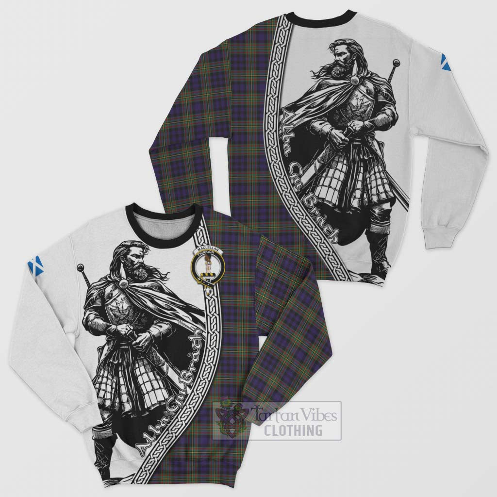 Tartan Vibes Clothing MacLellan (McLellan) Tartan Clan Crest Sweatshirt with Highlander Warrior Celtic Style