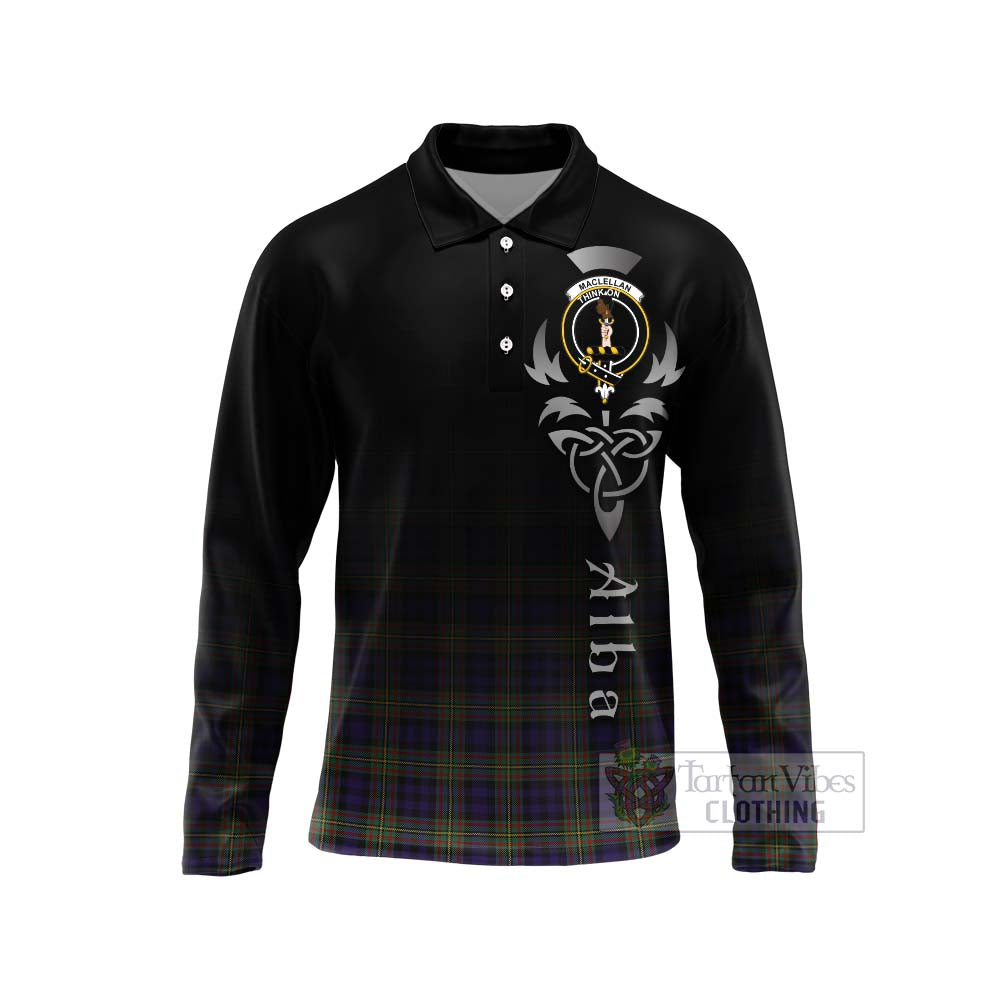 Tartan Vibes Clothing MacLellan (McLellan) Tartan Long Sleeve Polo Shirt Featuring Alba Gu Brath Family Crest Celtic Inspired