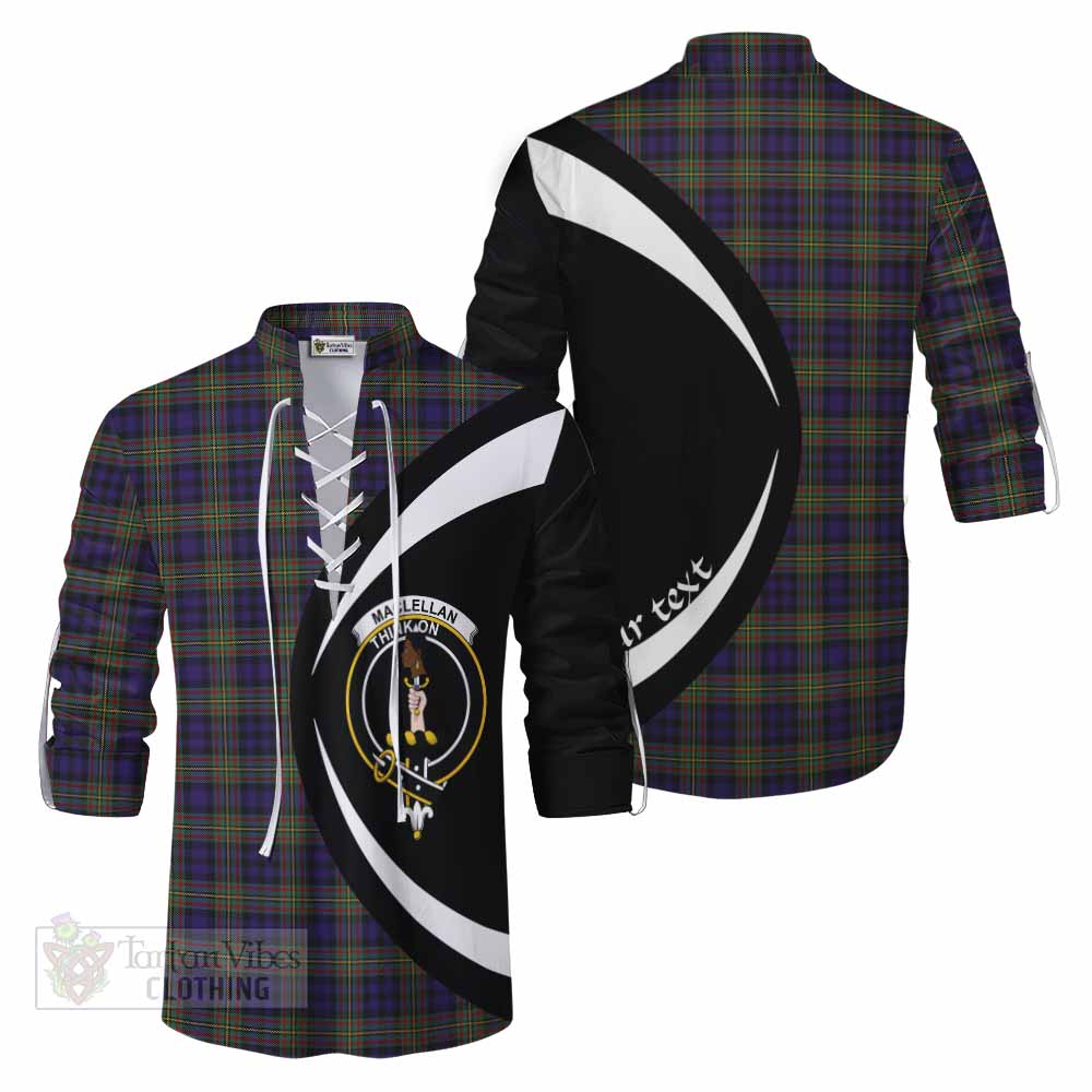 Tartan Vibes Clothing MacLellan (McLellan) Tartan Ghillie Kilt Shirt with Family Crest Circle Style