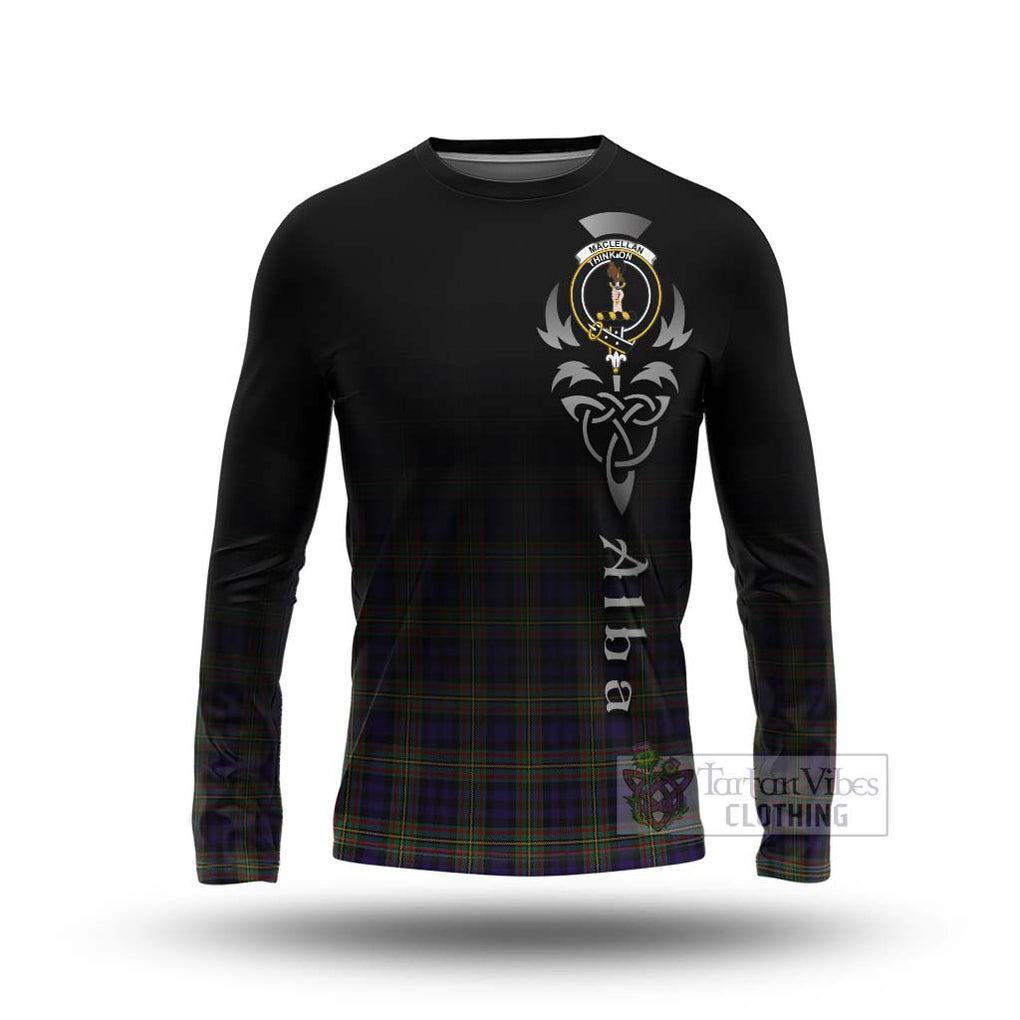 Tartan Vibes Clothing MacLellan (McLellan) Tartan Long Sleeve T-Shirt Featuring Alba Gu Brath Family Crest Celtic Inspired